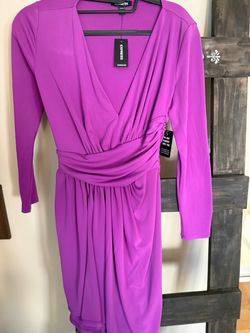 Express Purple V-Neck Wrap Dress