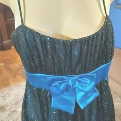 Juniors DEB Teal & Blue Formal Dress, Large