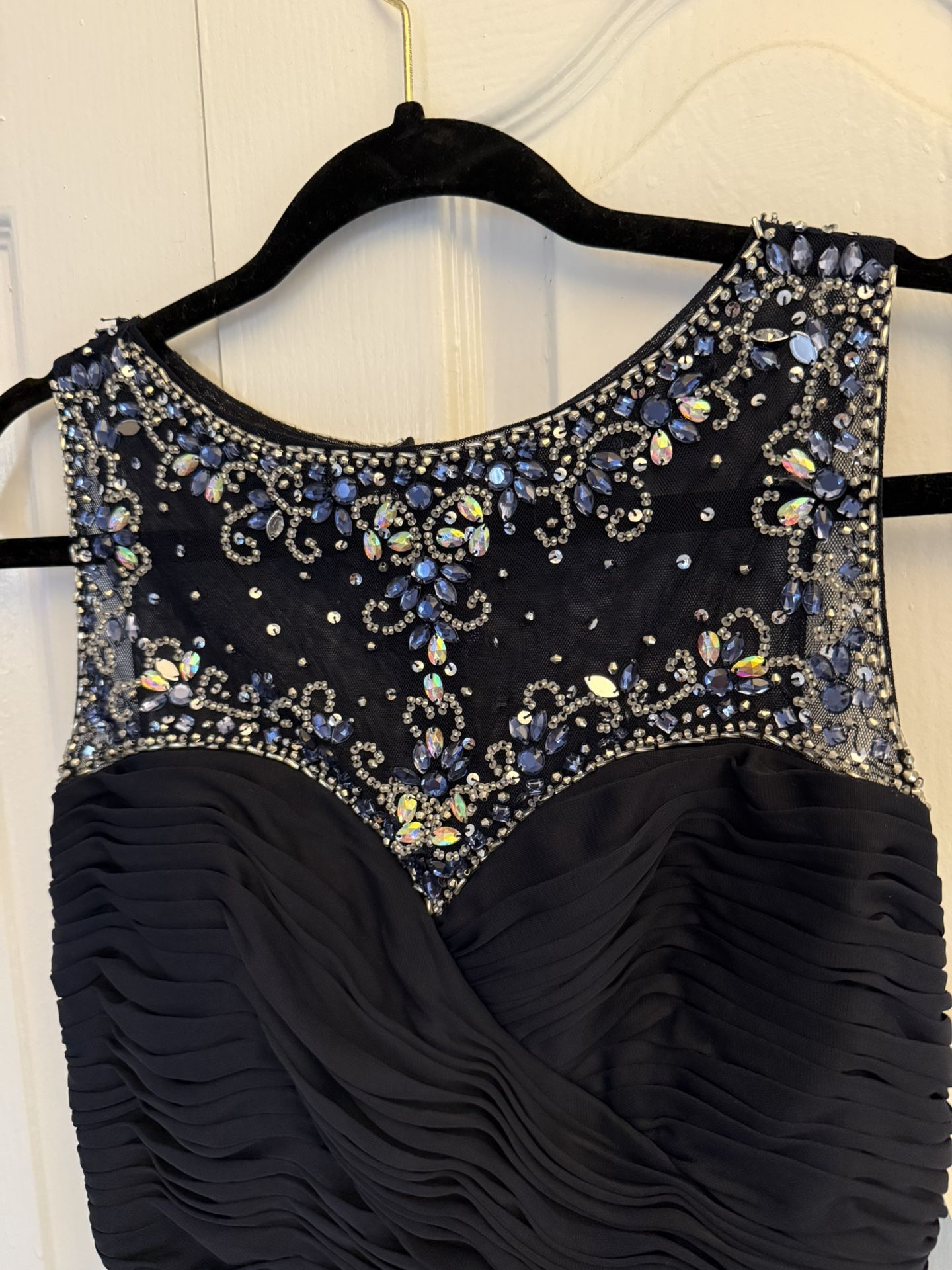 Gorgeous Blue Long Dress With Beads Size 6