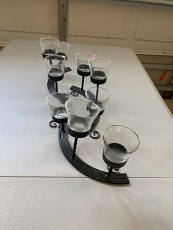 Votive decorative black metal stand