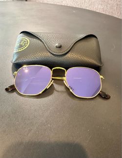 Ray-Ban Hexagonal Sunglasses Gold Frame Purple Lens