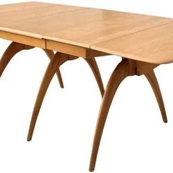1950's Mid Century Modern Heywood Wakefield WISHBONE DINING TABLE with 2 extra LEAVES in need of refinishing And More 