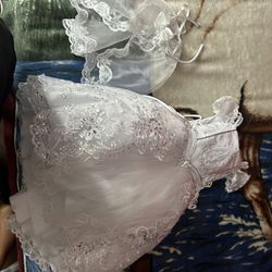 Baptism Rosa De Guadalupe Dress With Crown And Veil Bell