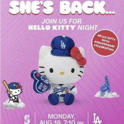 Hello Kitty LA Night Los Angeles Dodgers Hello Kitty Plush Doll SGA 2024 8/19/24