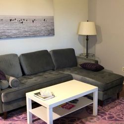 Como Grey Velvet LAF Sectional /couch /Living room set