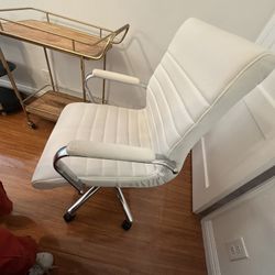 White Faux Leather Office Chair (Mid-Back)