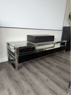 Modern Glass & Chrome TV Stand / Media Console – 77” – High End
