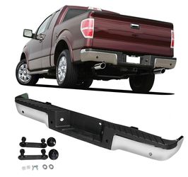 Steel Rear Bumper Assembly 2009-2014 Ford F150 F-150 Chrome W Sensor Holes