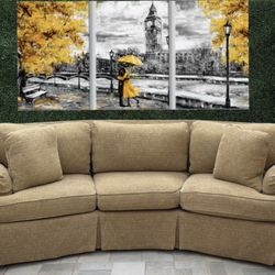 (Free Delivery 🚚) Curved Dark Beige Couch