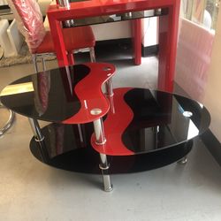 New Red /black Coffee Table 35x20x18”H 3 Tier 