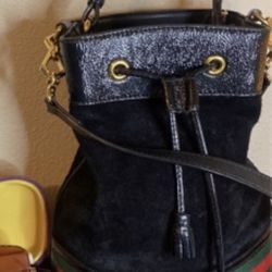 Cute Authentic Gucci Suede Bucket Bag
