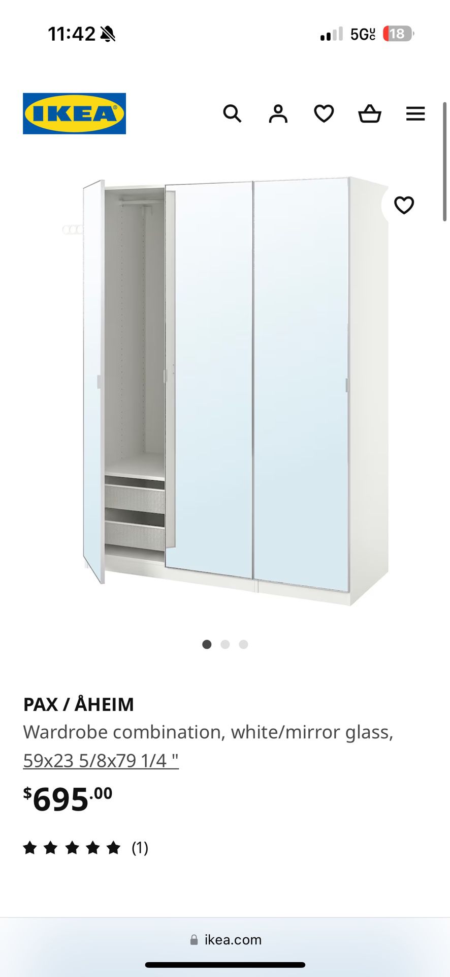 IKEA pax Wardrobe With Mirror 