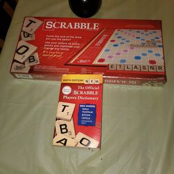 BRAND NEW SCRABBLE BOARD GAME, WITH 6TH GEN DICTIONARY. 