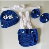 Crochet Baby Boy Kentucky Wildcats Football Inspired Outfit Photo Prop