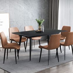 4 Brown Chairs ( no table ) Set Kitchen Dining Table Modern Slate Stone Dining Table Kitchen Small Space Dining Table and 4 Leather Chairs 