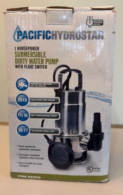 Pacific Hydrostar 1 HP Submersible Dirty Water Pump Float Switch 2910 GPH New
