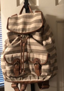 Grey & White Striped Backpack