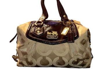 Coach Madison Sabrina 12947 Satchel Brown Signature C Op Art Jacquard