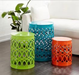 Set of 3 Metal Cutout Nesting Side Tables