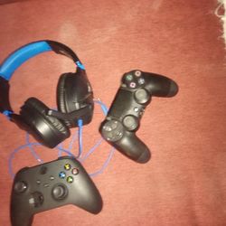 Xbox And Playstation Wireless Remotes and Gaming Headset