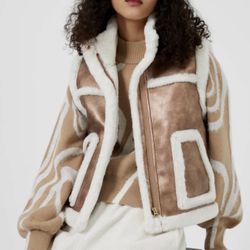 FRENCH CONNECTION Balia Faux Fur Gilet in bronze NWT SIZE: M