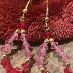 Pink And Red Crystal Earings