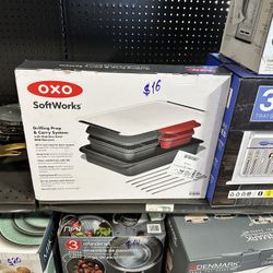 OXO Soft Works Grilling Prep & Carry System With Stainless Steel BBQ Skewers 