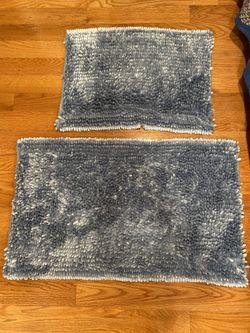 Bath Mat Set 2 -Piece   (17x24 ) and ( 20x34 ) Blue Fog