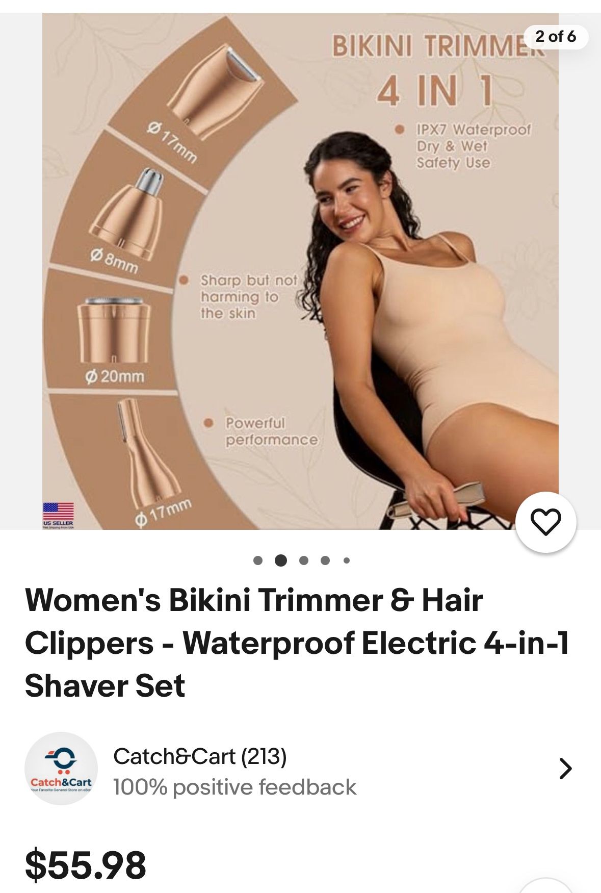 Women's Bikini Trimmer & Hair Clippers - Waterproof Electric 4-in-1 Shaver Set