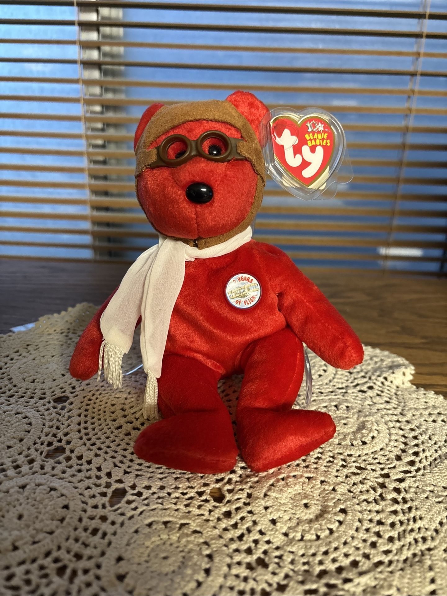 Ty Beanie Babies Bearon the Bear 100 Years of Flight with tags in plastic sleeve 2003
