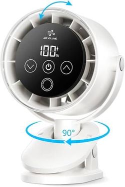 #2133 Portable Desk Fan Rechargeable LED Display Clip on Fan 