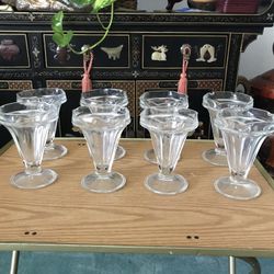 8 Antique Ice Cream Glasses 