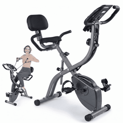 3in1 Folding Exercise Bike with 10 levels of adjustable resistance Indoor Cycling Magnetic Upright Bike Stationary Exercise Bike Perfect for Home Use