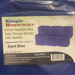 6 Pack Foldable Bins Cube Storage Basket