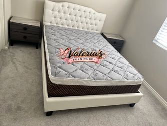 New Queen bed frame with mattress