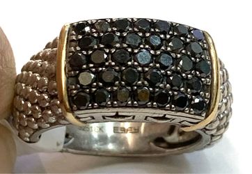 ETSY Size 7 .925/18K/Diamonds Cocktail Ring