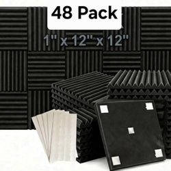 48 Pack Of  1"x12"x12"  Acoustic Panels For Studio Soundproofing  Foam Wedge Tiles
