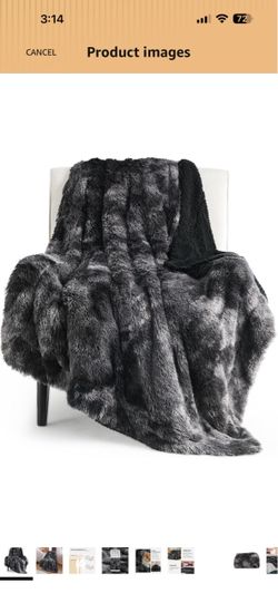 Bedsure Faux Fur Fluffy Sherpa Throw Blanket Twin Tie Dye Black 60"x80" Fleece, Fuzzy Plush, Thick Warm, Fall, Comfort Cozy Soft Home Room Decor, Wome