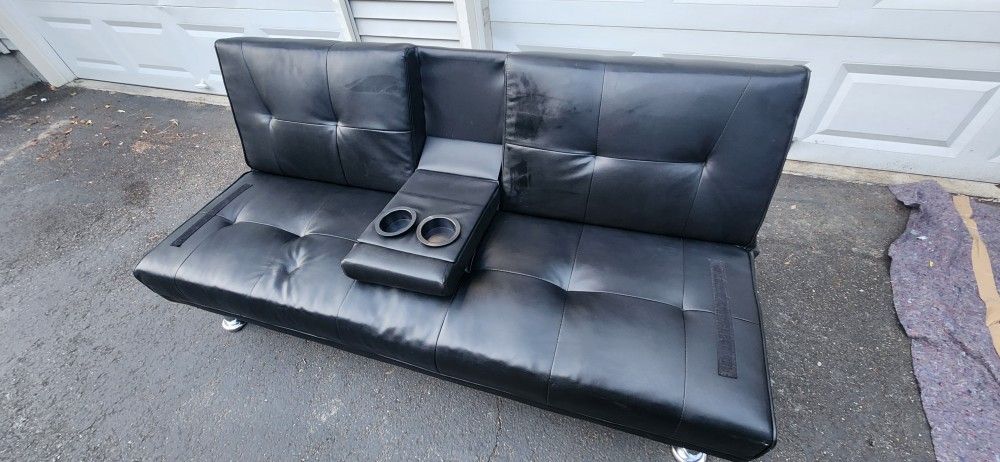 Faux Leather Foldable Futon Couch/bed