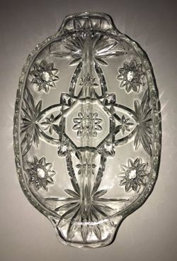 Star of David Crystal Glass Divided Serving Tray 10" x 6"