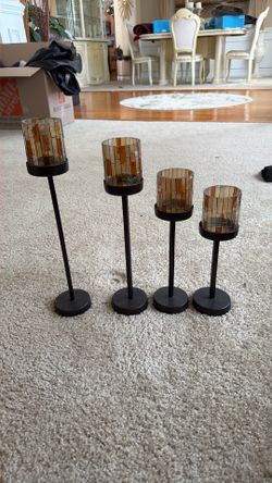 Set Of 4 Glass Candle Holders