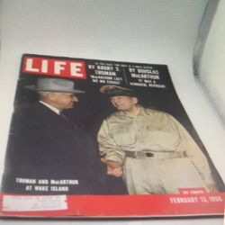 Vintage Life Magazine February 13 1956 Truman and MacArthur at Wake Island Issue