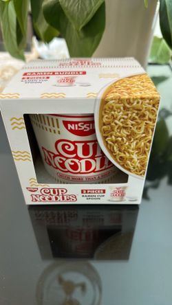 Nissin cup noodles ramen cup and spoon