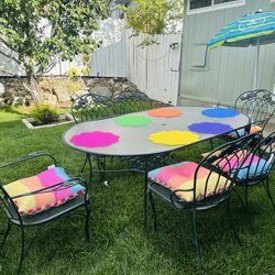 Heavy Iron Patio Set Table And 6 Chairs