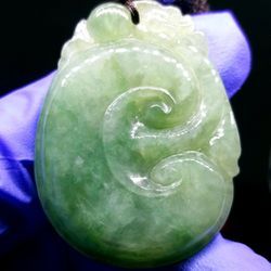 Burmese type A icy jade Jadeite pendant Ruyi. Certified.