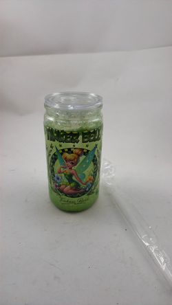 Tinker Bell Green Glitter Glass Can Cup