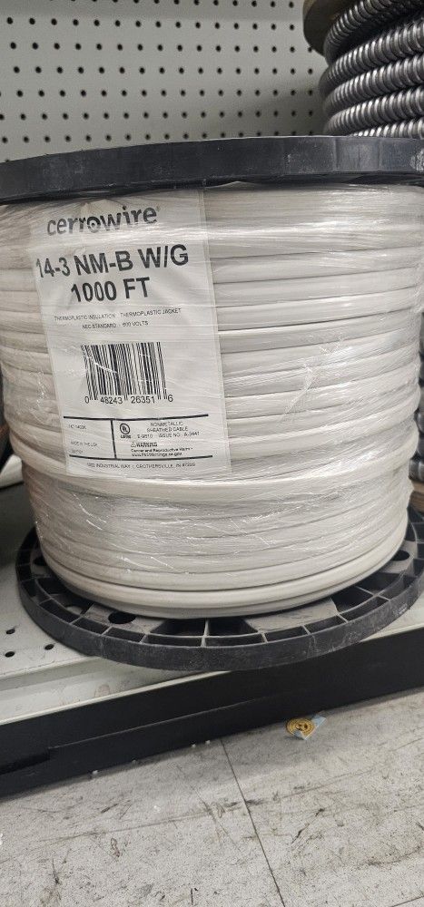 1000 ft Cerrowire 14 AWG NM-B W/G Wire Solid Copper 600V White