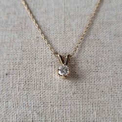 0.40 Ct 💎 Diamond Solitaire Pendant With 20”necklaces 