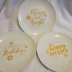 Set Of 3 Vintage Loblolly Pines  Holiday Saucers 7.5" Across 