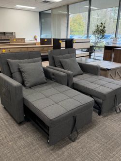 Brand new ✨Brand New✨Set of 2, 3-in-1 Convertible Sleeper Sofa Chair, Pull Out Folding Bed Chair with Adjustable Backrest, Perfect for Apartments, Gue